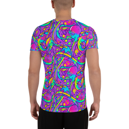 Men's Athletic T-Shirt - Neon Galaxy Whirl