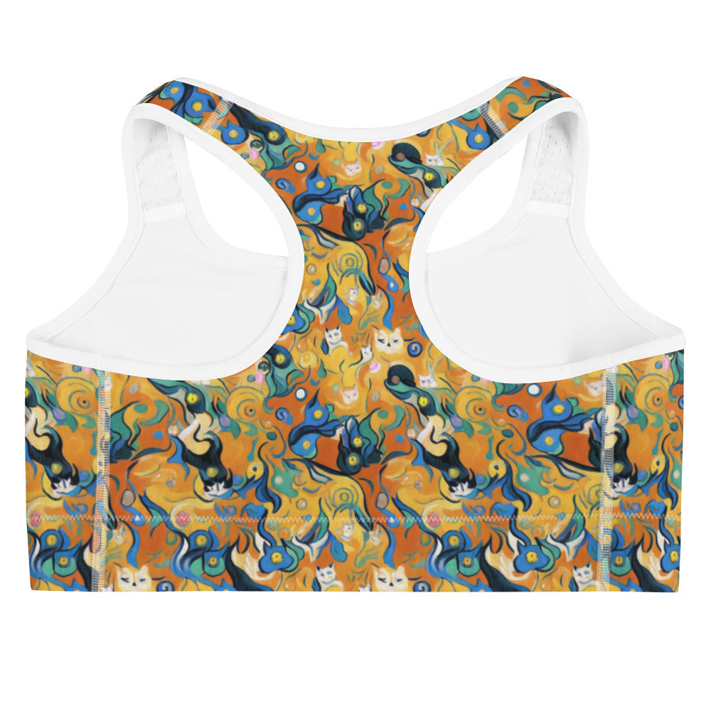 Sports Bra - Whimsical Feline Dance
