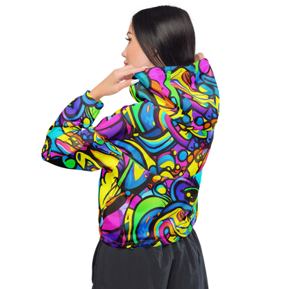 Women's Cropped Windbreaker - Kaleidoscopic Flow