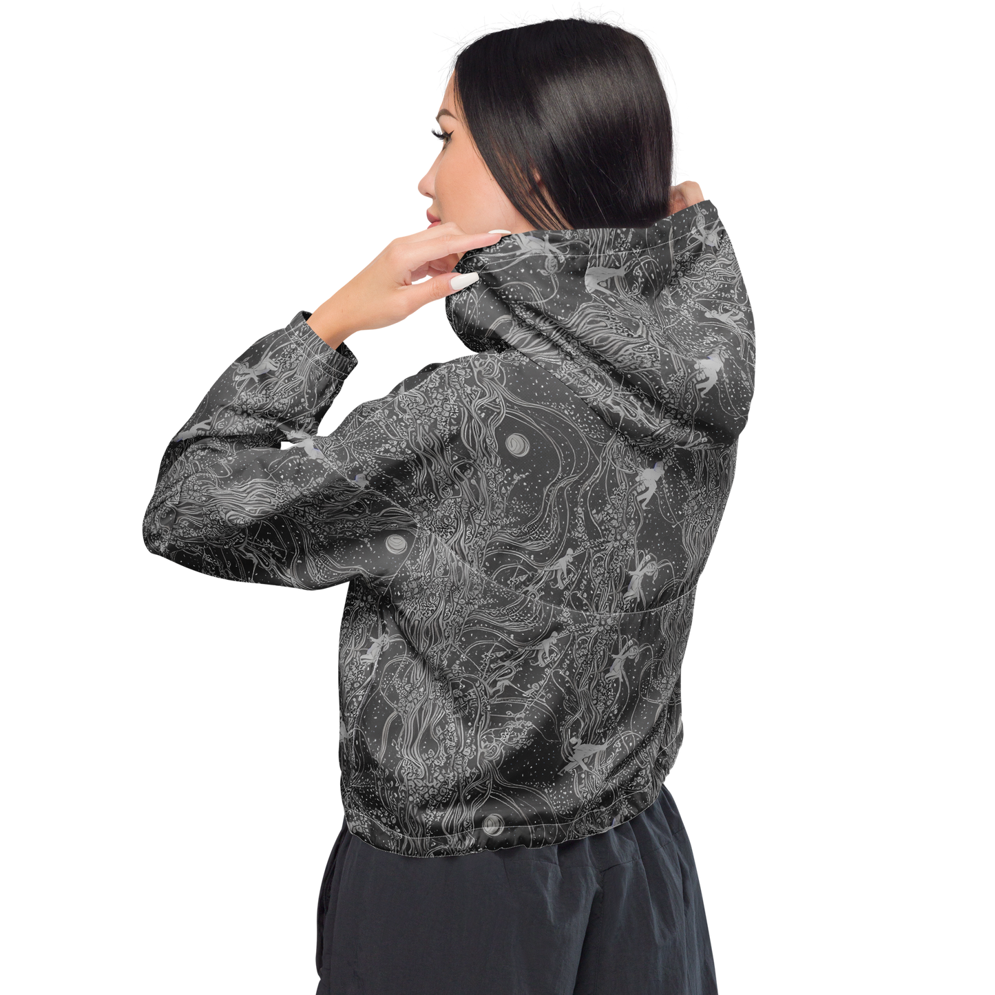 Women's Cropped Windbreaker - Nebula Wanderers