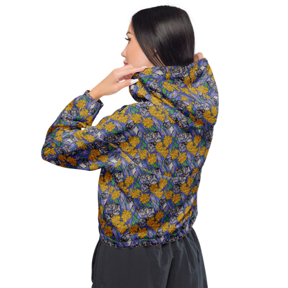 Women's Cropped Windbreaker - Feline Flora