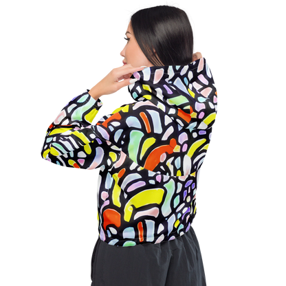 Women's Cropped Windbreaker - Cubist Carousel