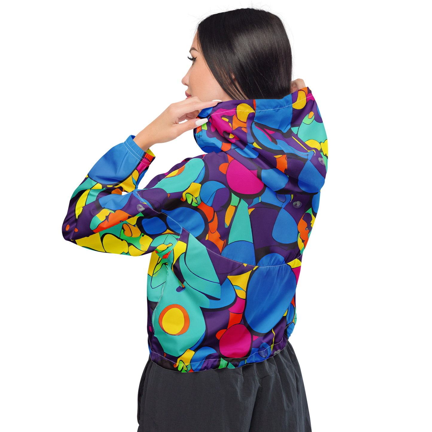 Women's Cropped Windbreaker - Psychedelic Harmony