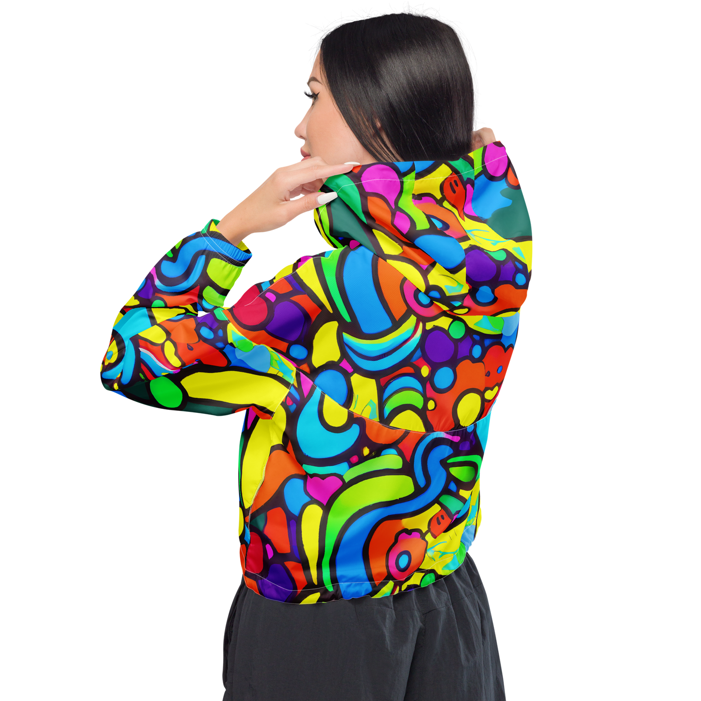 Women's Cropped Windbreaker - Chromadoodle Junction