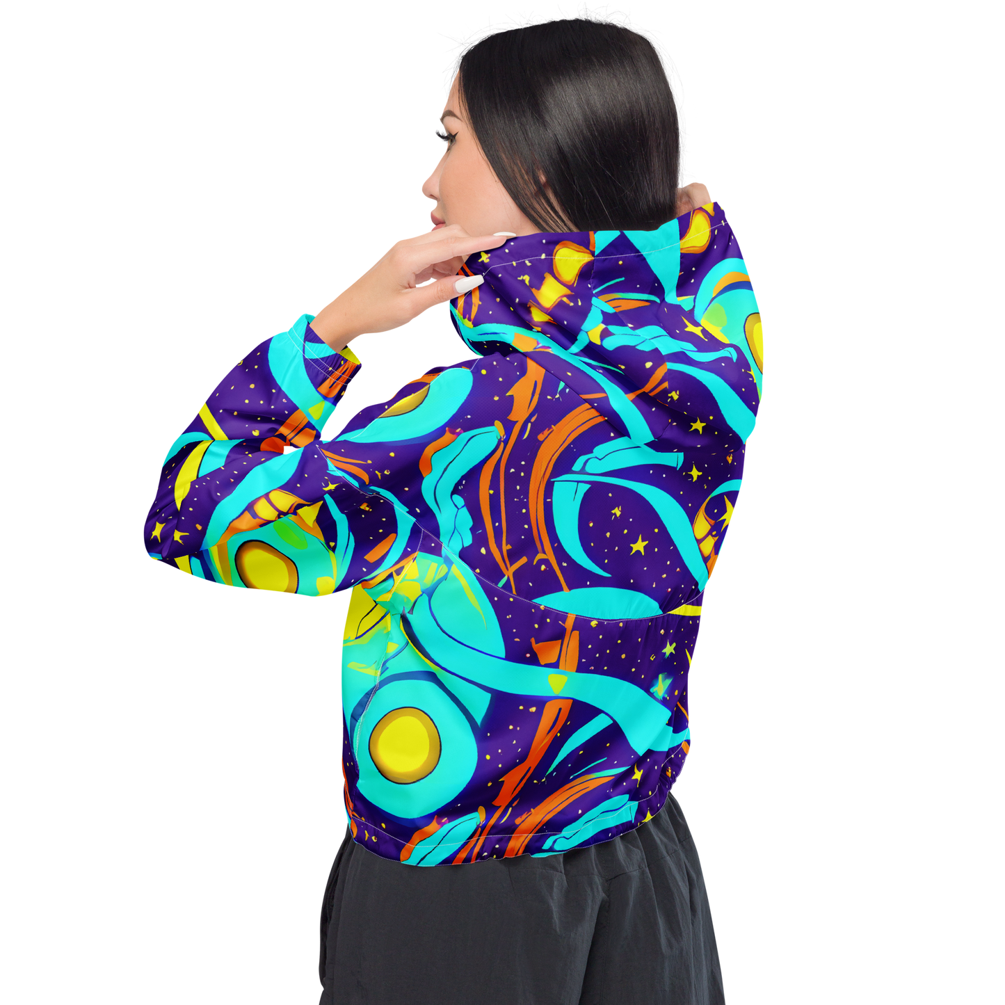 Women's Cropped Windbreaker - Stellar Swirl