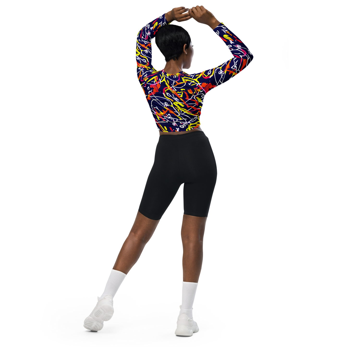 Long Sleeve Crop Top - Neon Currents