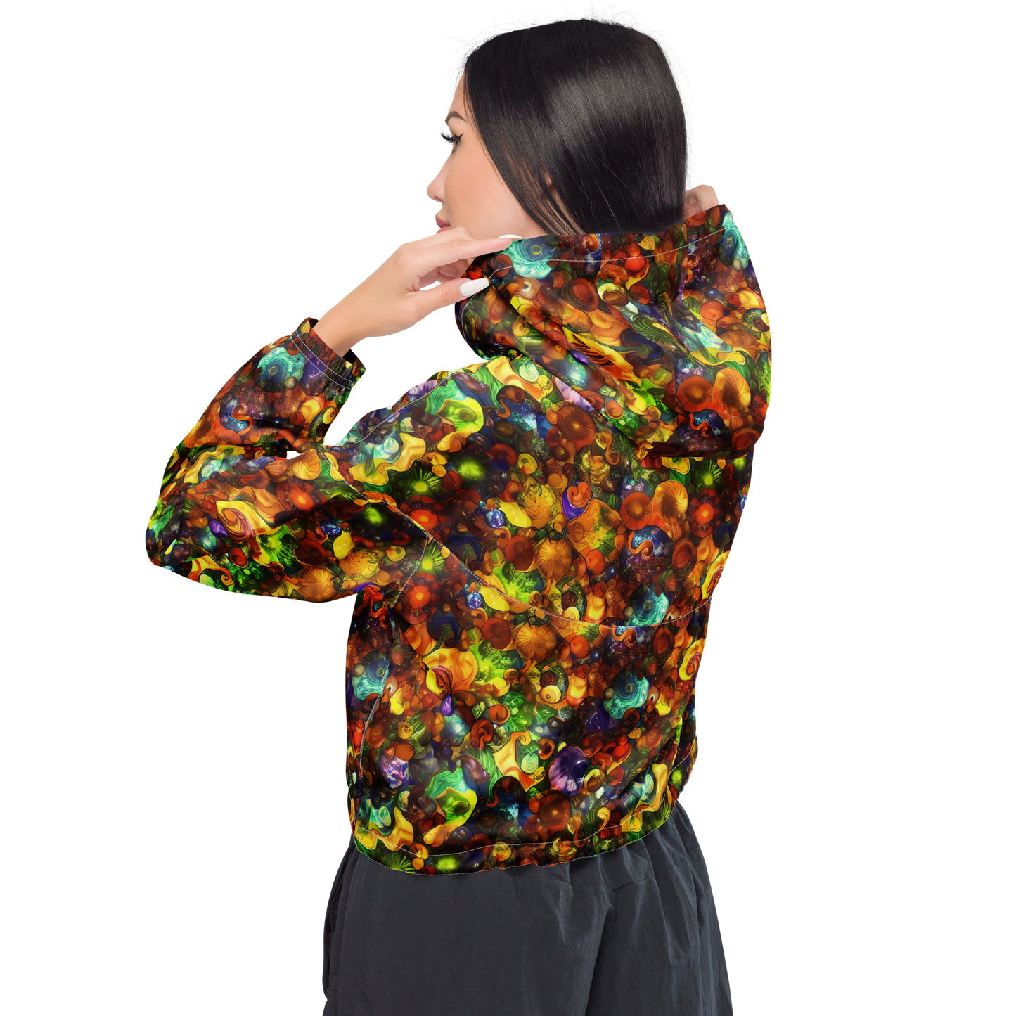 Women's Cropped Windbreaker - Spirals of Splendor