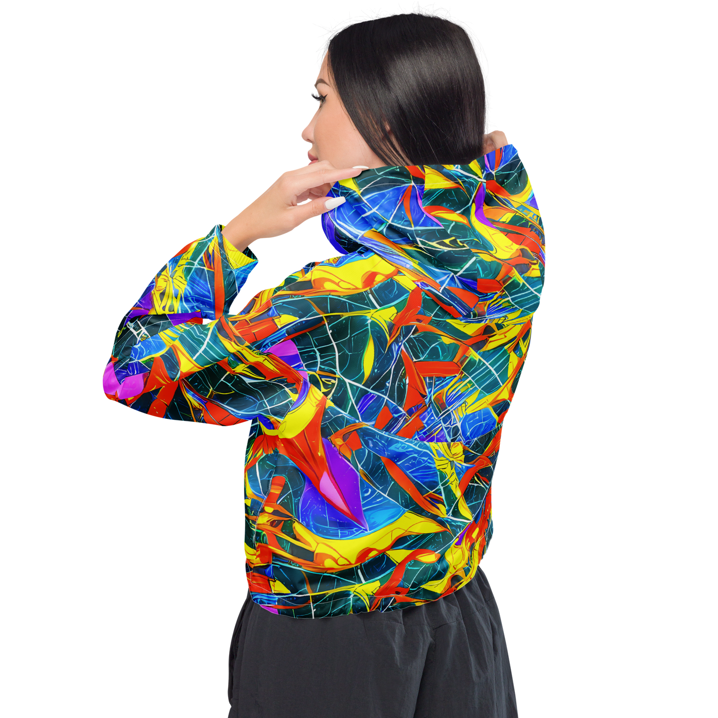 Women's Cropped Windbreaker - Arkhipov Waves