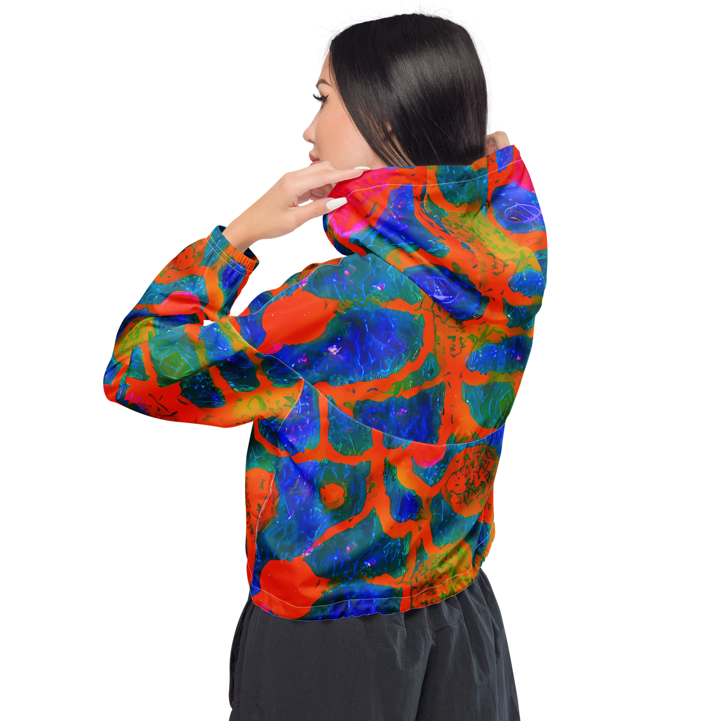 Women's Cropped Windbreaker - Vibrant Mosaic