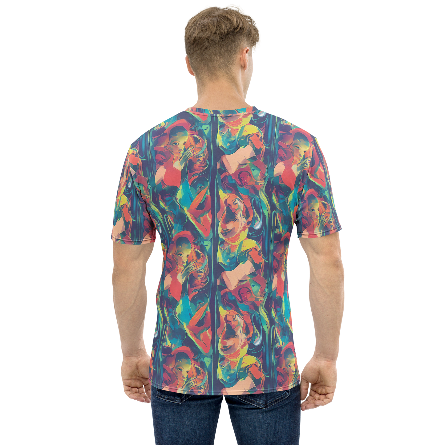 Men's Crew Neck T-Shirt - Neon Aurora