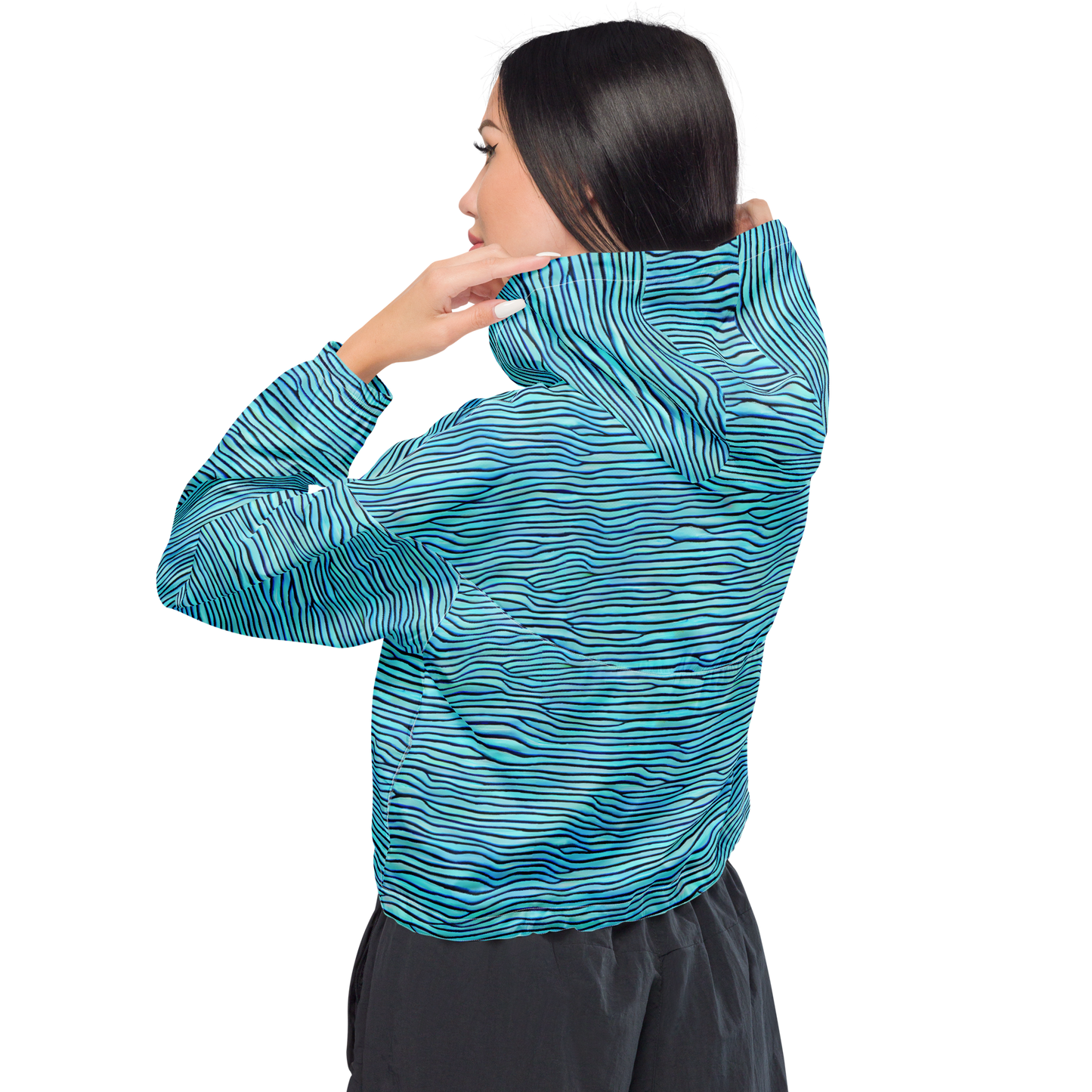 Women's Cropped Windbreaker - Aqua Drift