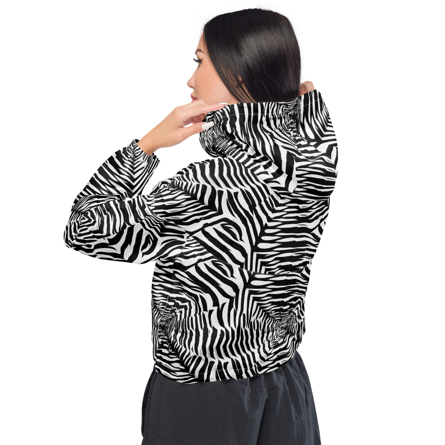 Women's Cropped Windbreaker - Shadowed Illusions