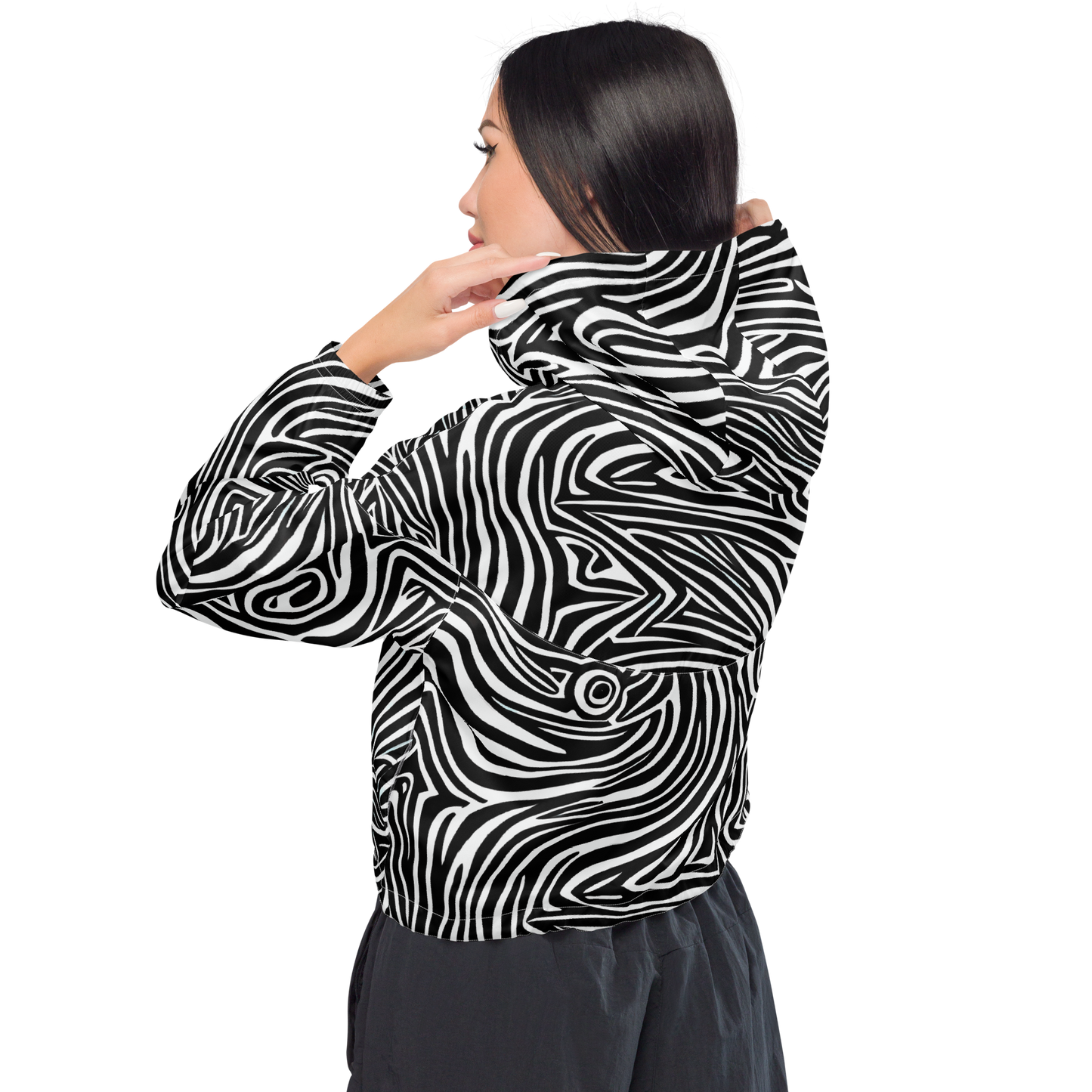 Women's Cropped Windbreaker - Vortex Veins