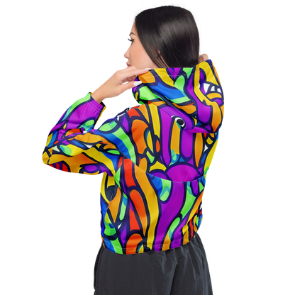 Women's Cropped Windbreaker - Kaleido Fish