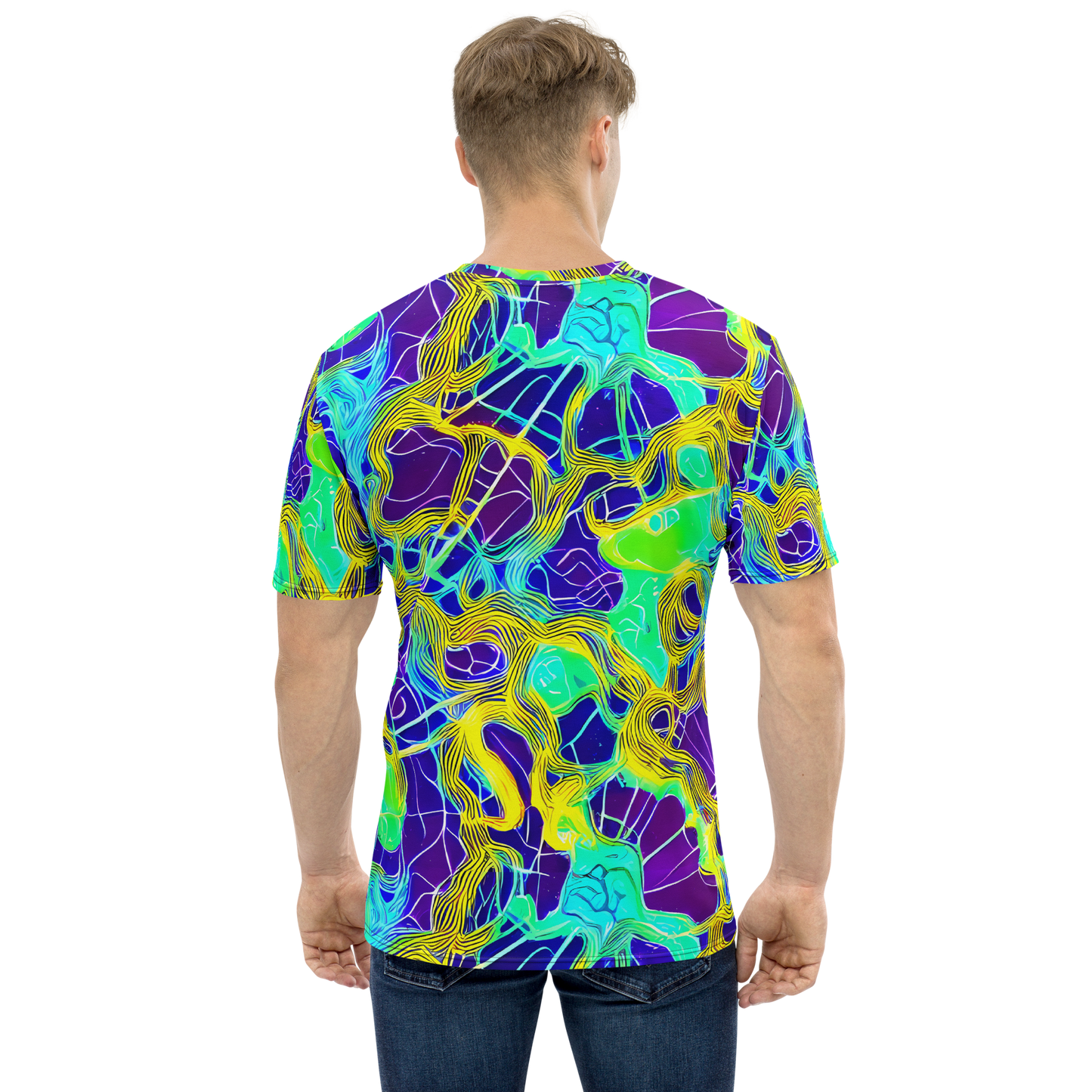 Men's Crew Neck T-Shirt - Neon Jungle Rhapsody