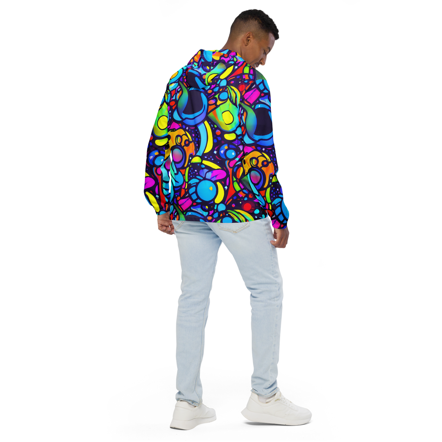 Men's Windbreaker - Neon Graffscape