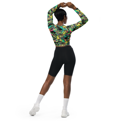 Long Sleeve Crop Top - Cyborg Whirl