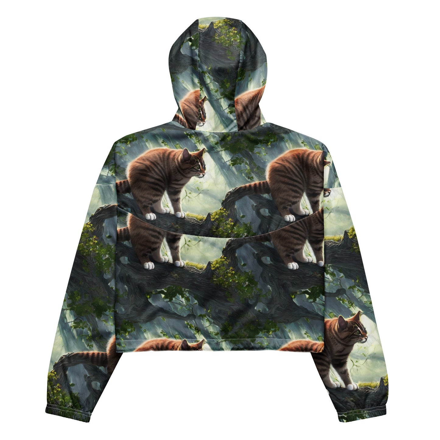 Women's Cropped Windbreaker - Whiskered Enigma