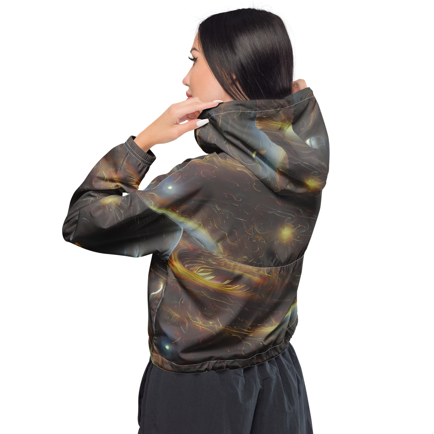 Women's Cropped Windbreaker - Quantum Illusions