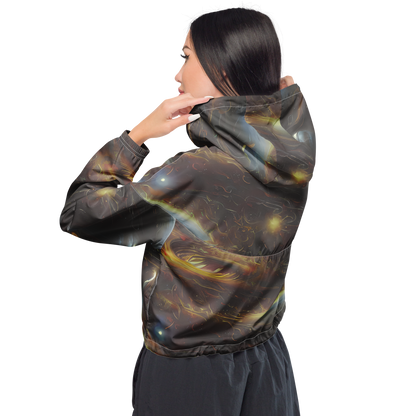 Women's Cropped Windbreaker - Quantum Illusions