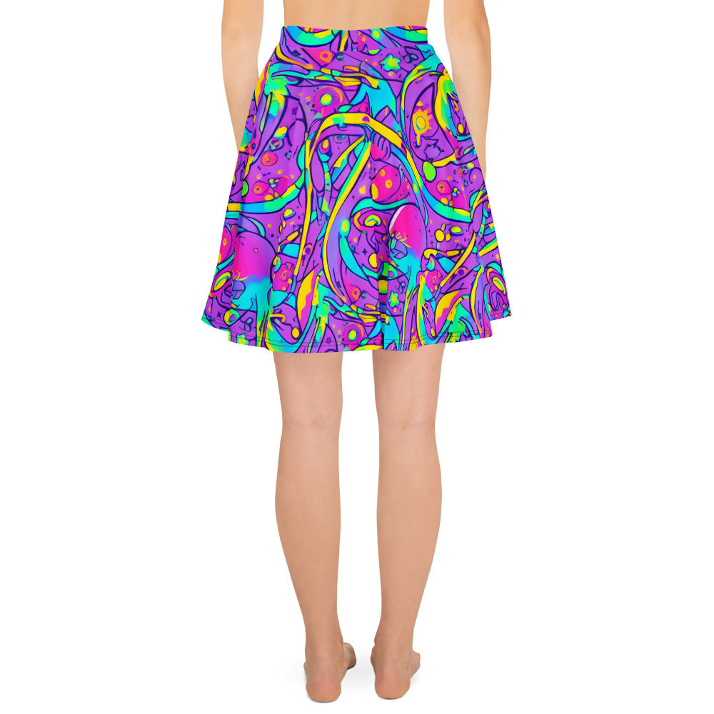 Skater Skirt - Neon Galaxy Whirl