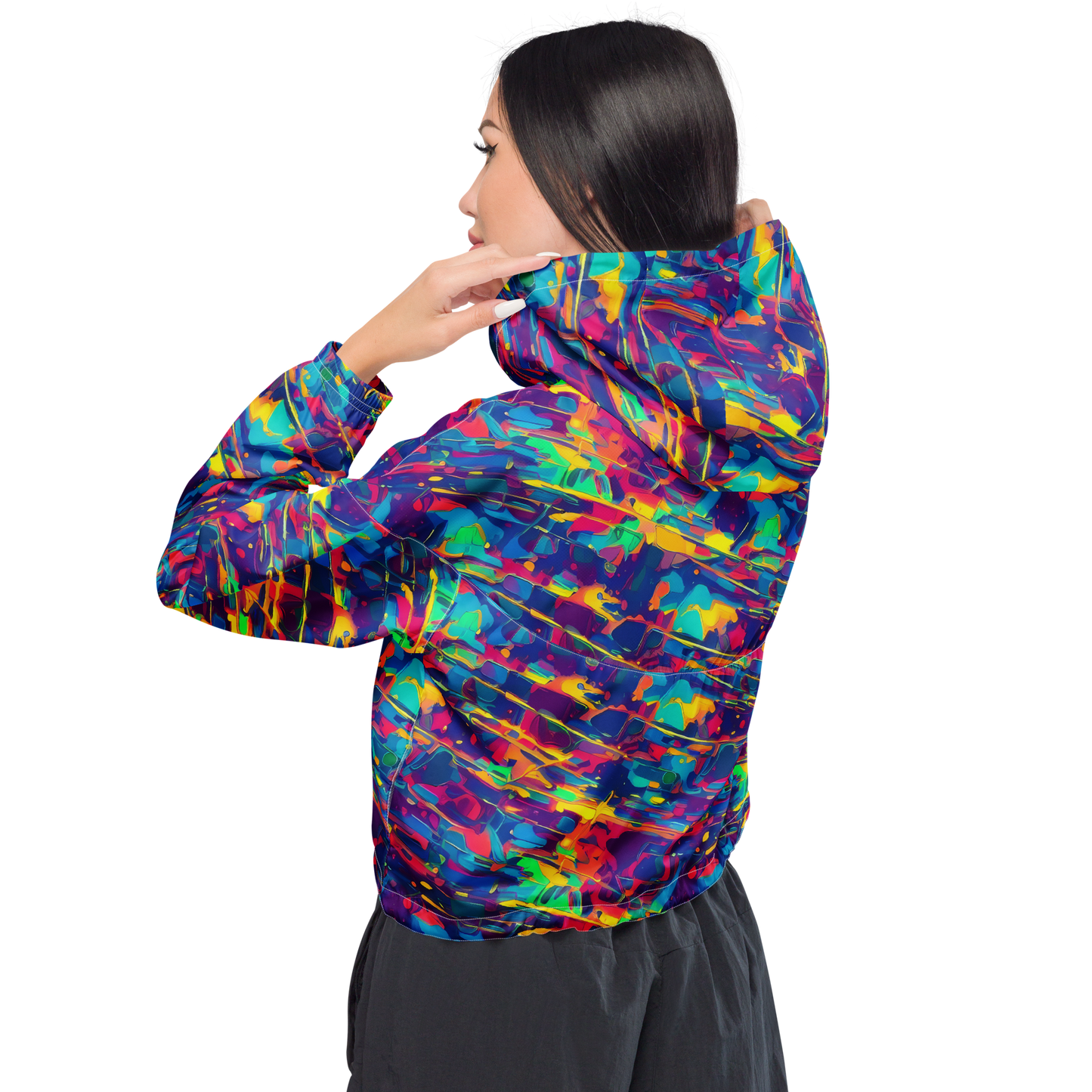 Women's Cropped Windbreaker - Spectrum Streaks