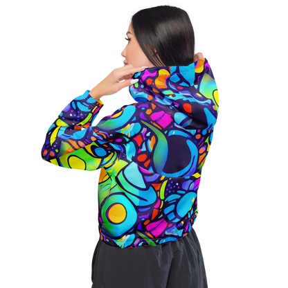 Women's Cropped Windbreaker - Neon Graffscape