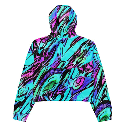 Women's Cropped Windbreaker - Gemstone Rush