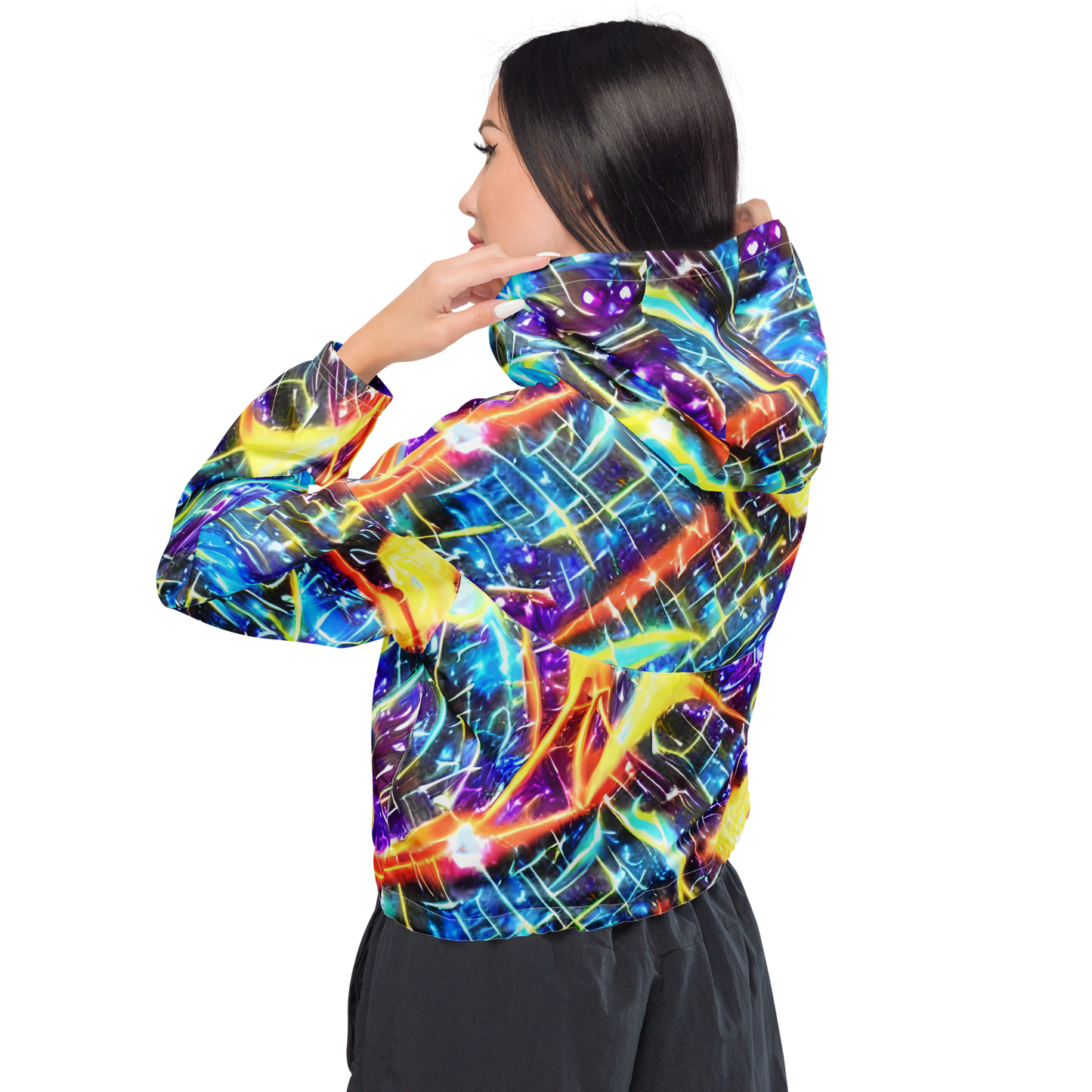 Women's Cropped Windbreaker - Mutant Nebula