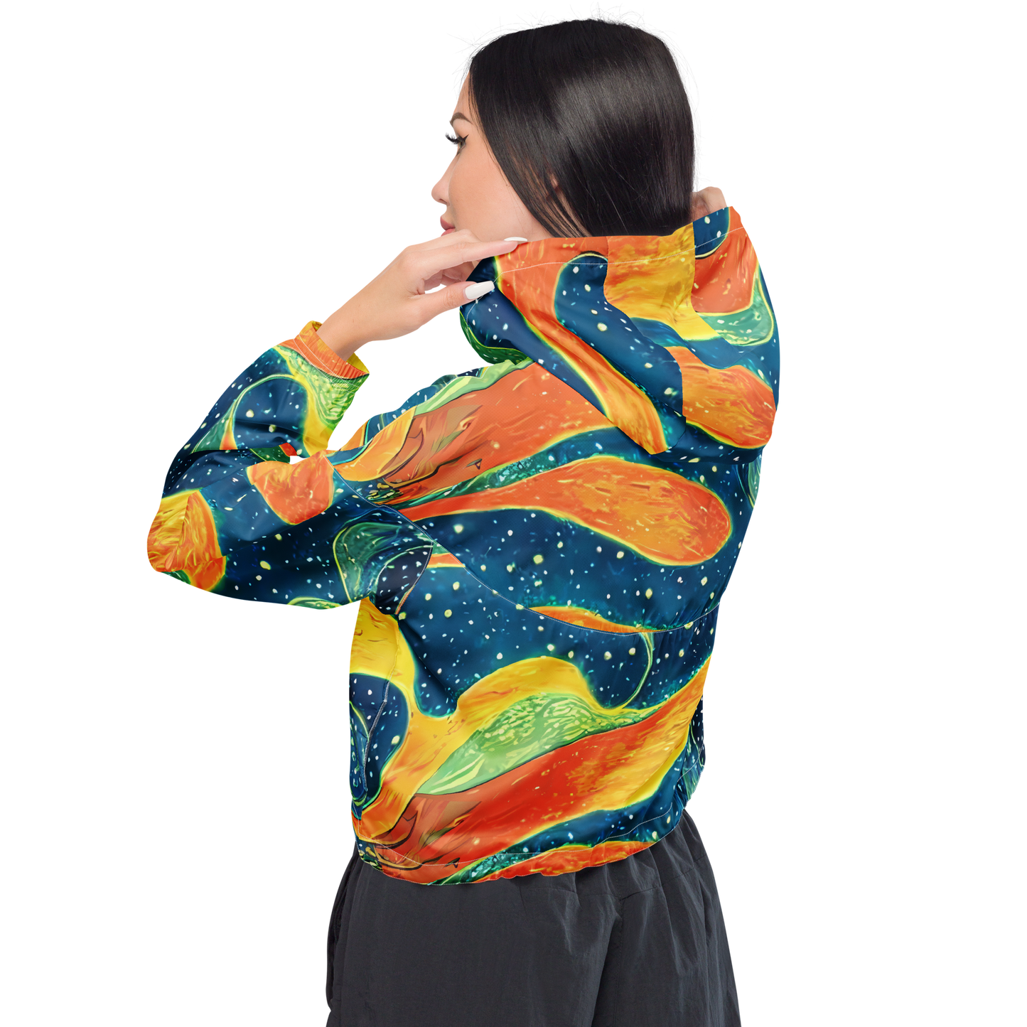 Women's Cropped Windbreaker - Celestial Harmony