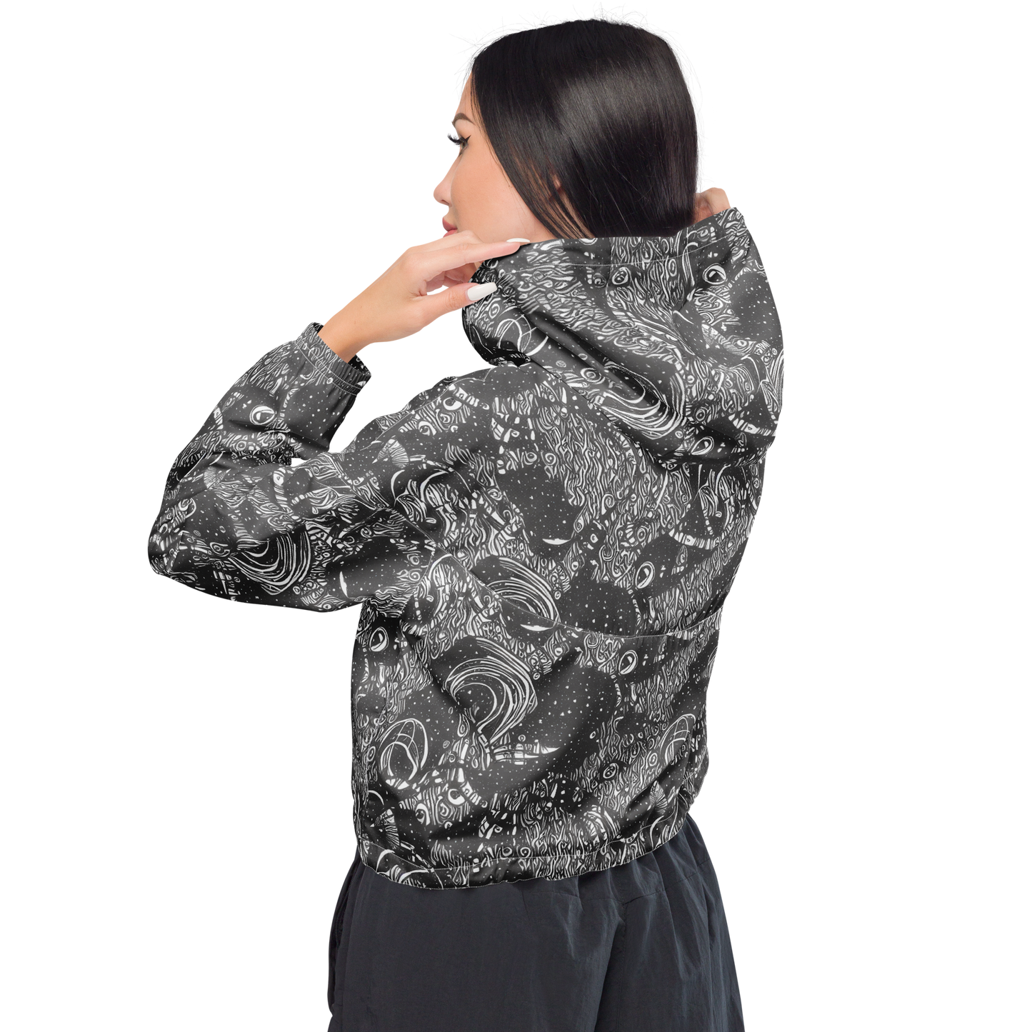 Women's Cropped Windbreaker - Shadow Reverie