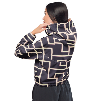 Women's Cropped Windbreaker - Gilded Gridlock