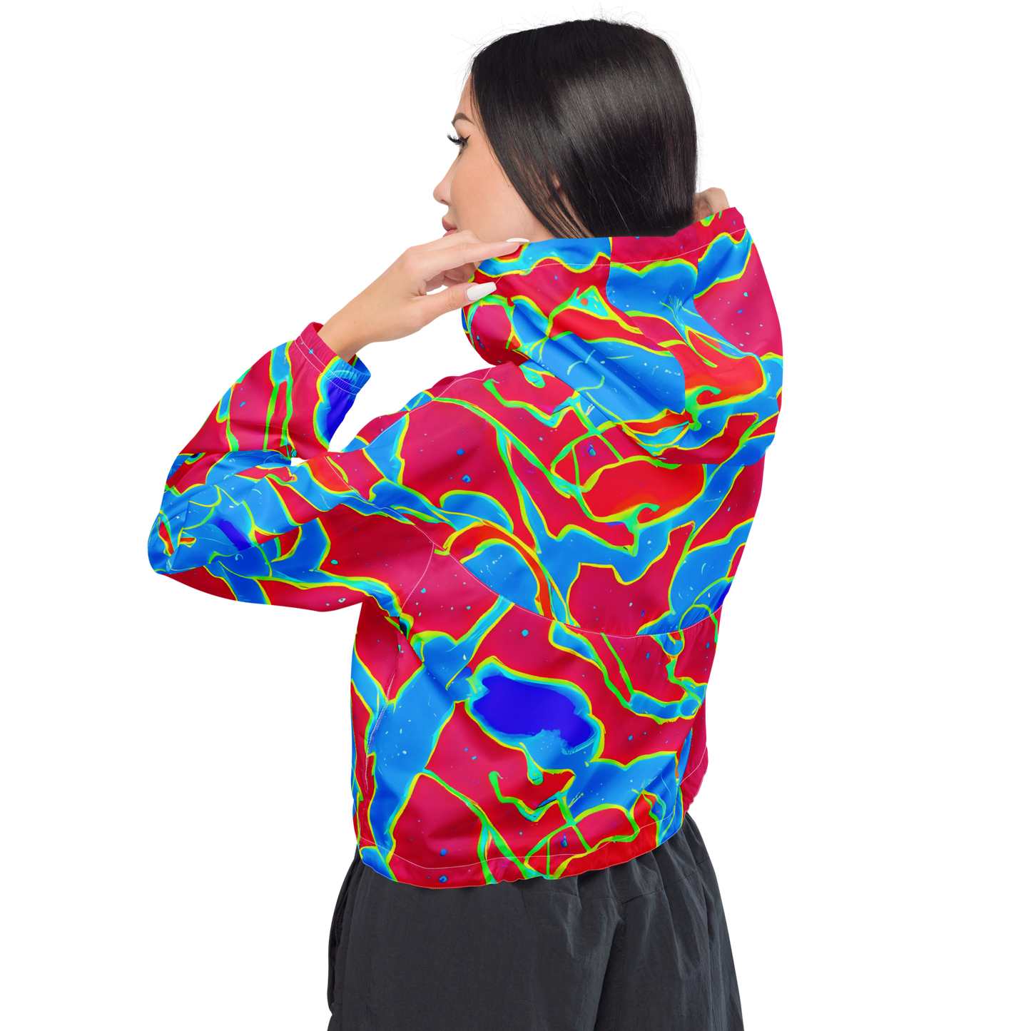 Women's Cropped Windbreaker - Electric Bloom