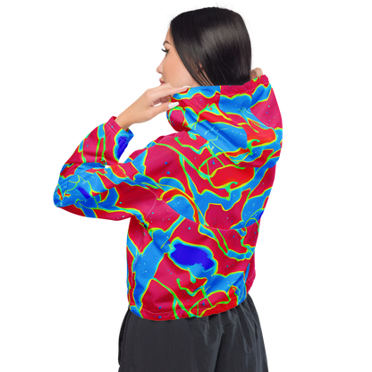 Women's Cropped Windbreaker - Electric Bloom