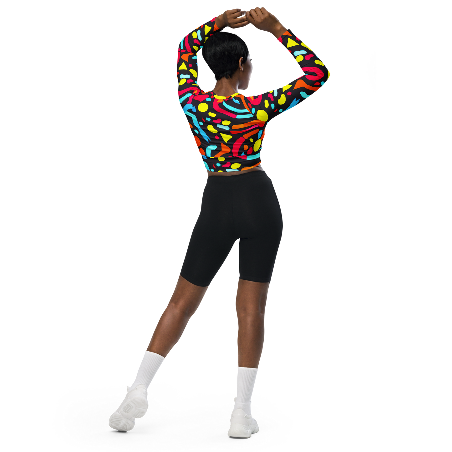 Long Sleeve Crop Top - Midnight Stream