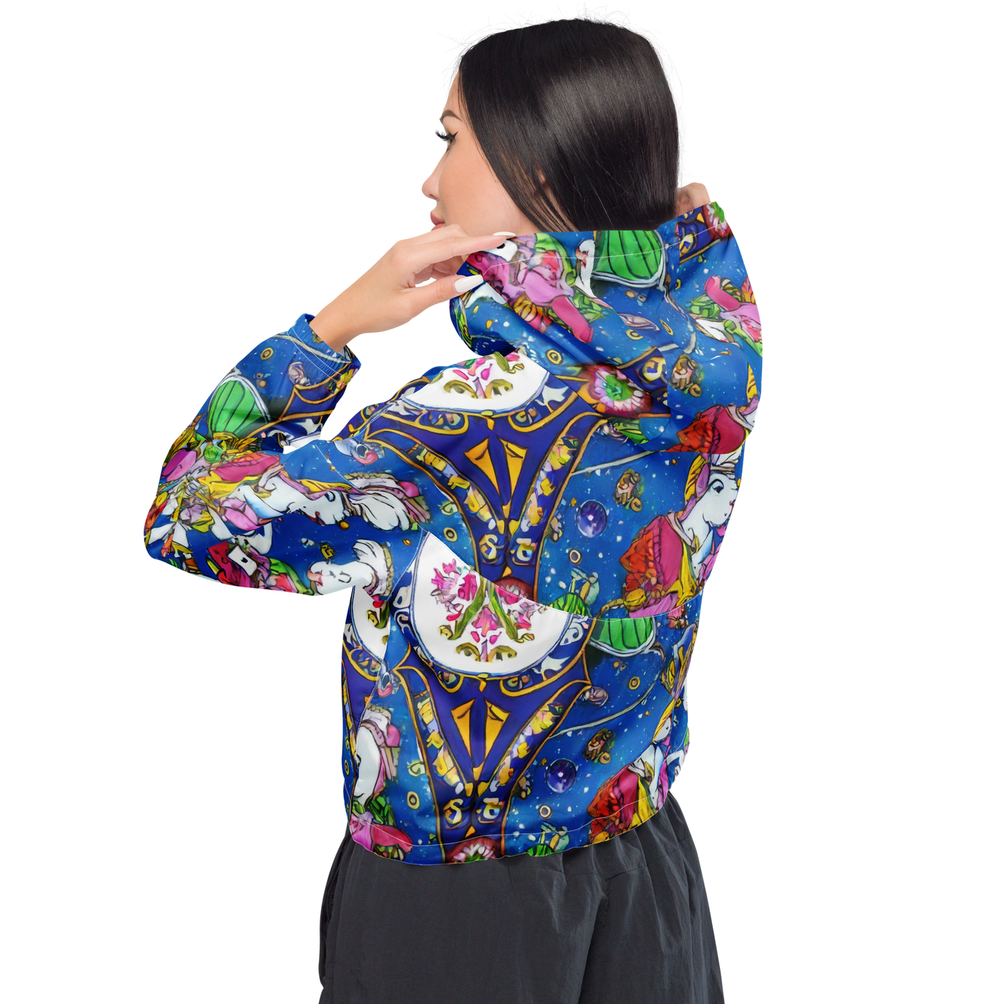 Women's Cropped Windbreaker - Galactic Masquerade