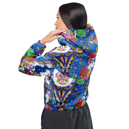 Women's Cropped Windbreaker - Galactic Masquerade