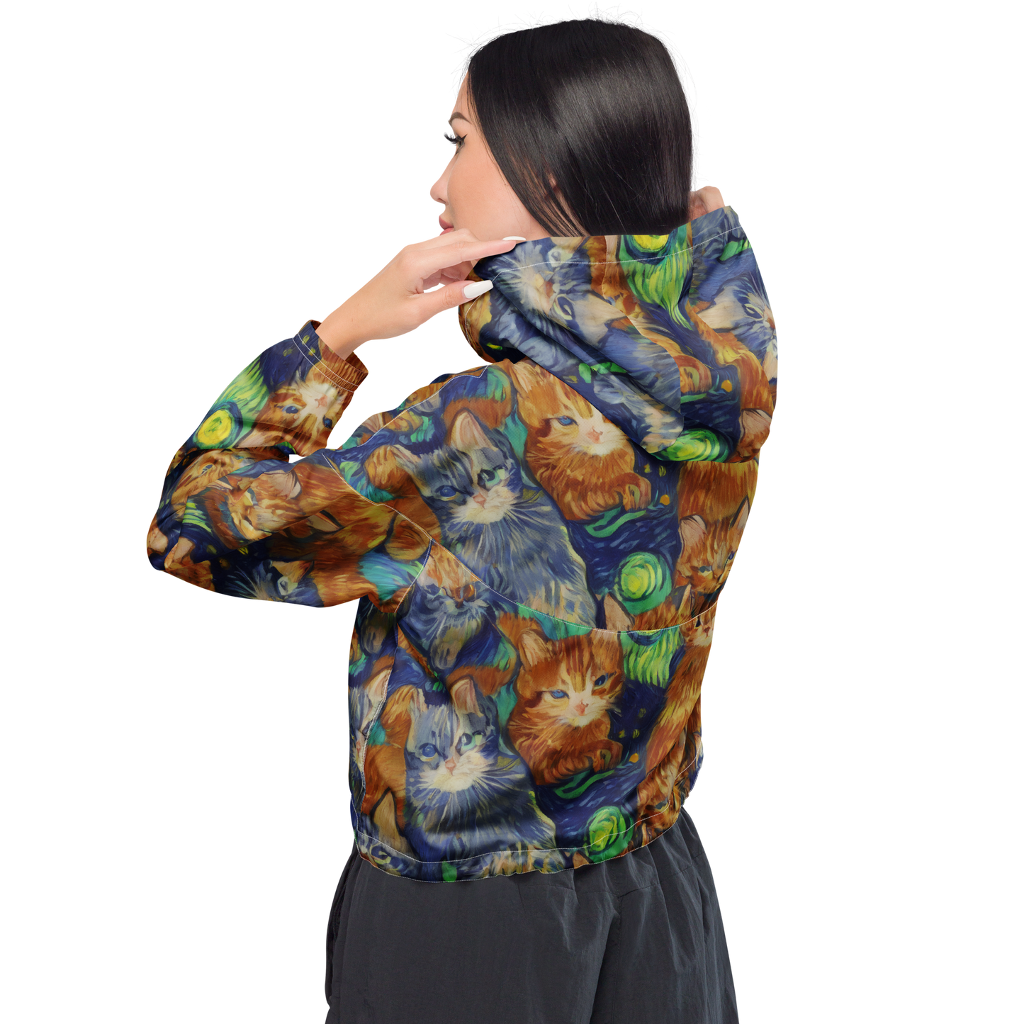 Women's Cropped Windbreaker - Celestial Claws