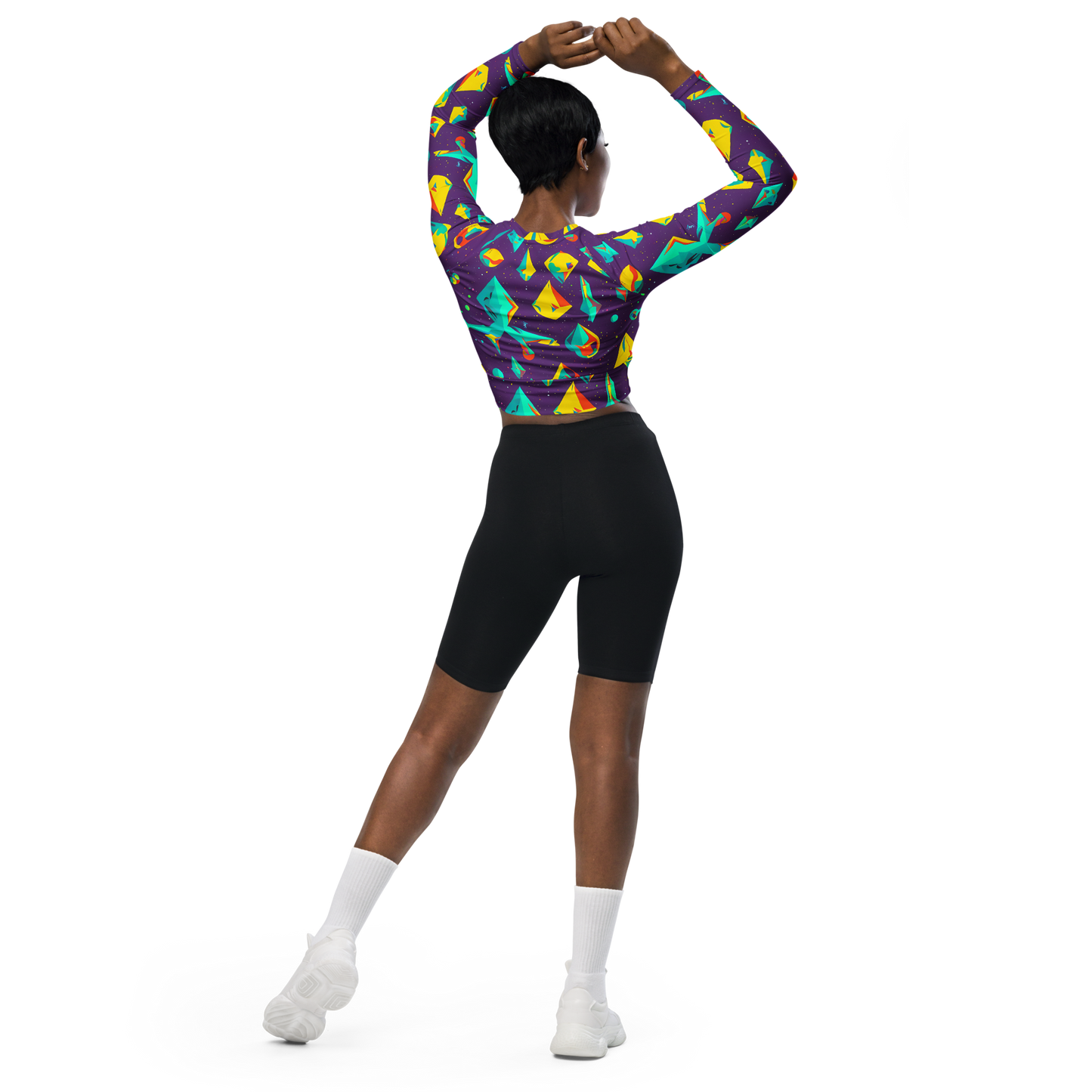 Long Sleeve Crop Top - Cascading Prism