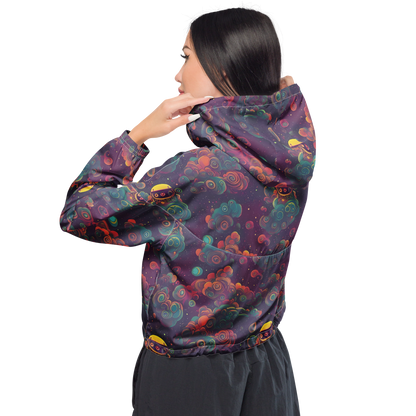 Women's Cropped Windbreaker - Nebula Dreamscape