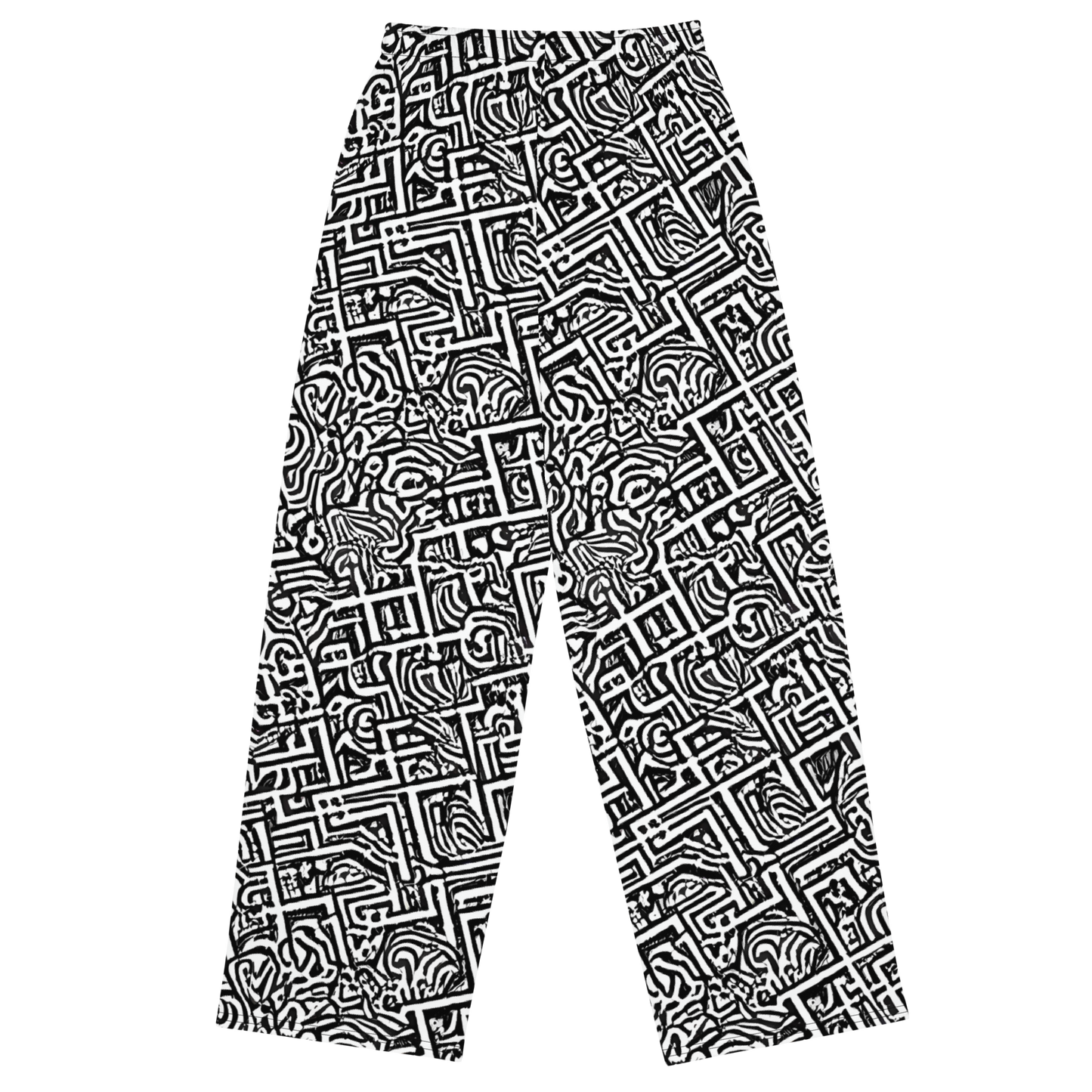 Wide-Leg Pants - Monochrome Doodles