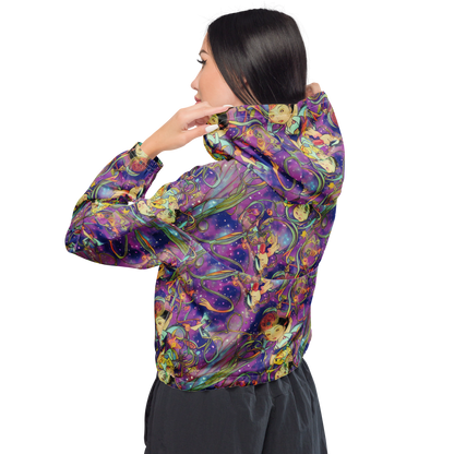 Women's Cropped Windbreaker - Spiral of Stardust