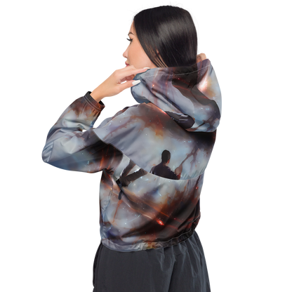 Women's Cropped Windbreaker - Impressionist Void