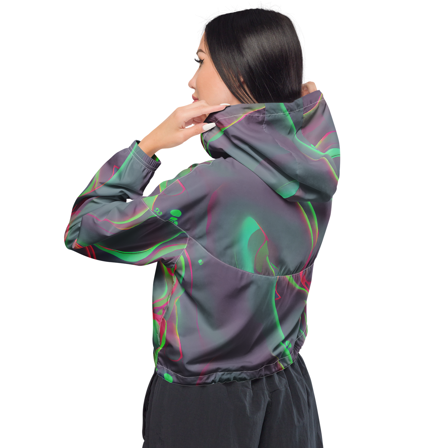 Women's Cropped Windbreaker - Neon Whisper