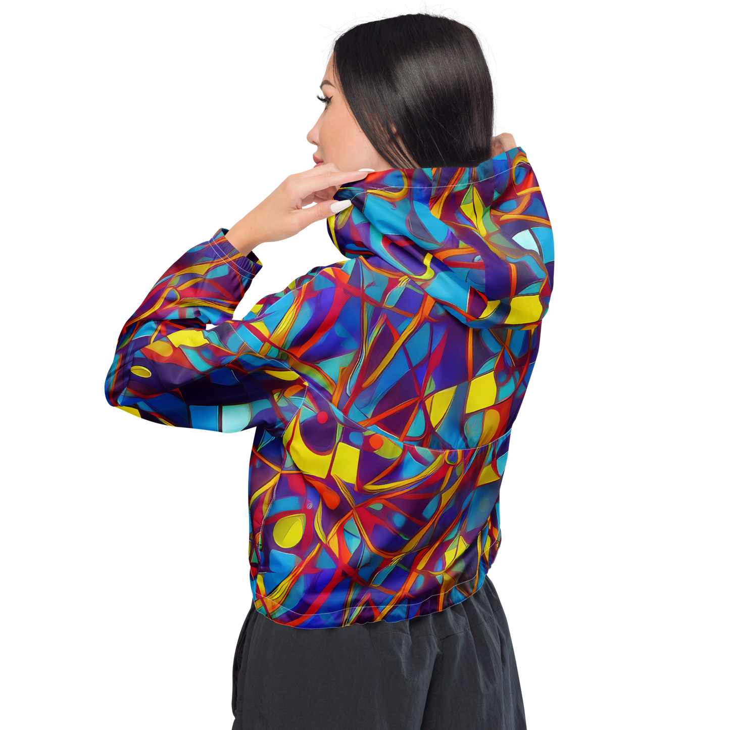 Women's Cropped Windbreaker - Flickering Dreams