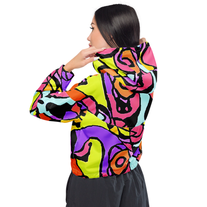 Women's Cropped Windbreaker - Spirals of Joy