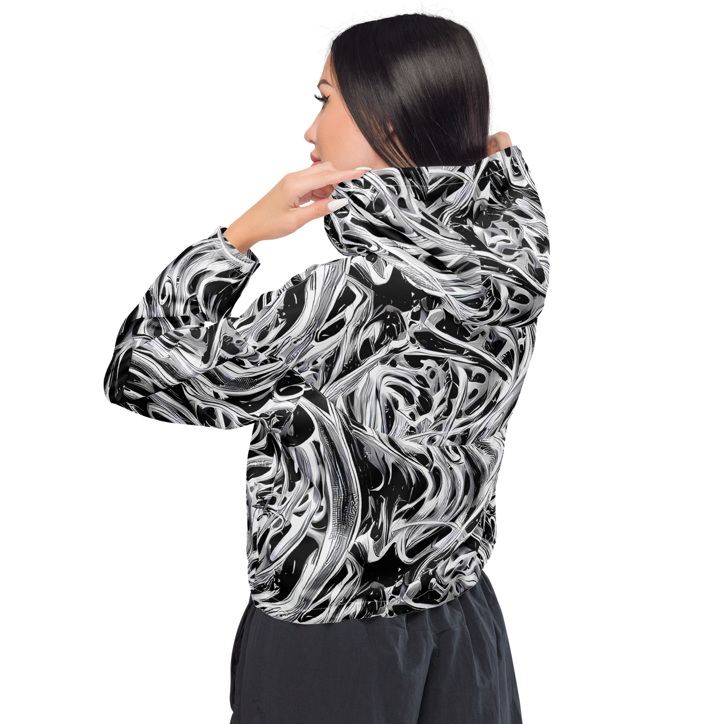 Women's Cropped Windbreaker - Silver Shadows