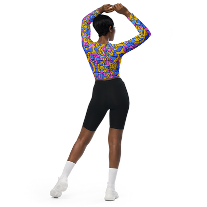 Long Sleeve Crop Top - Cosmic Curves