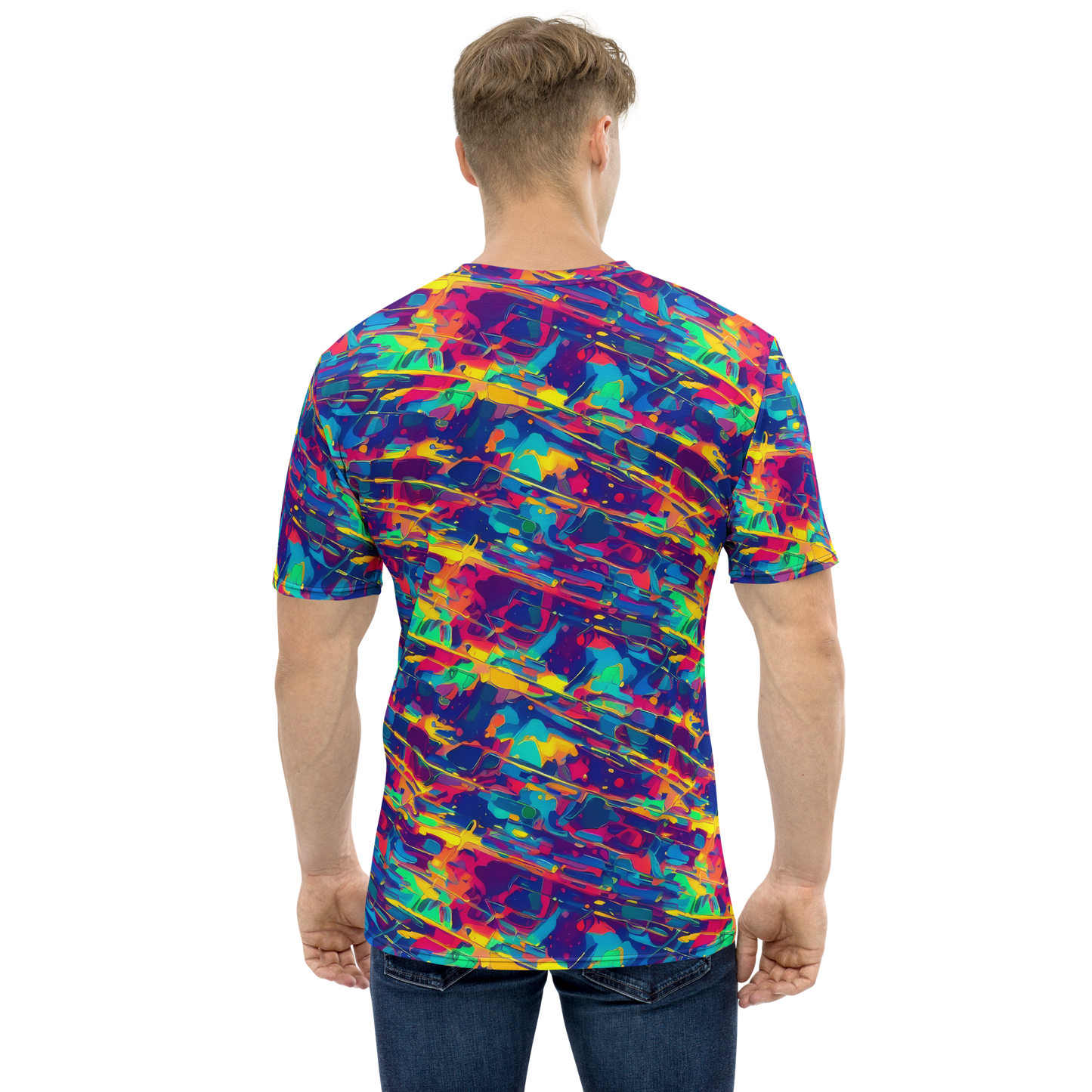 Men's Crew Neck T-Shirt - Spectrum Streaks