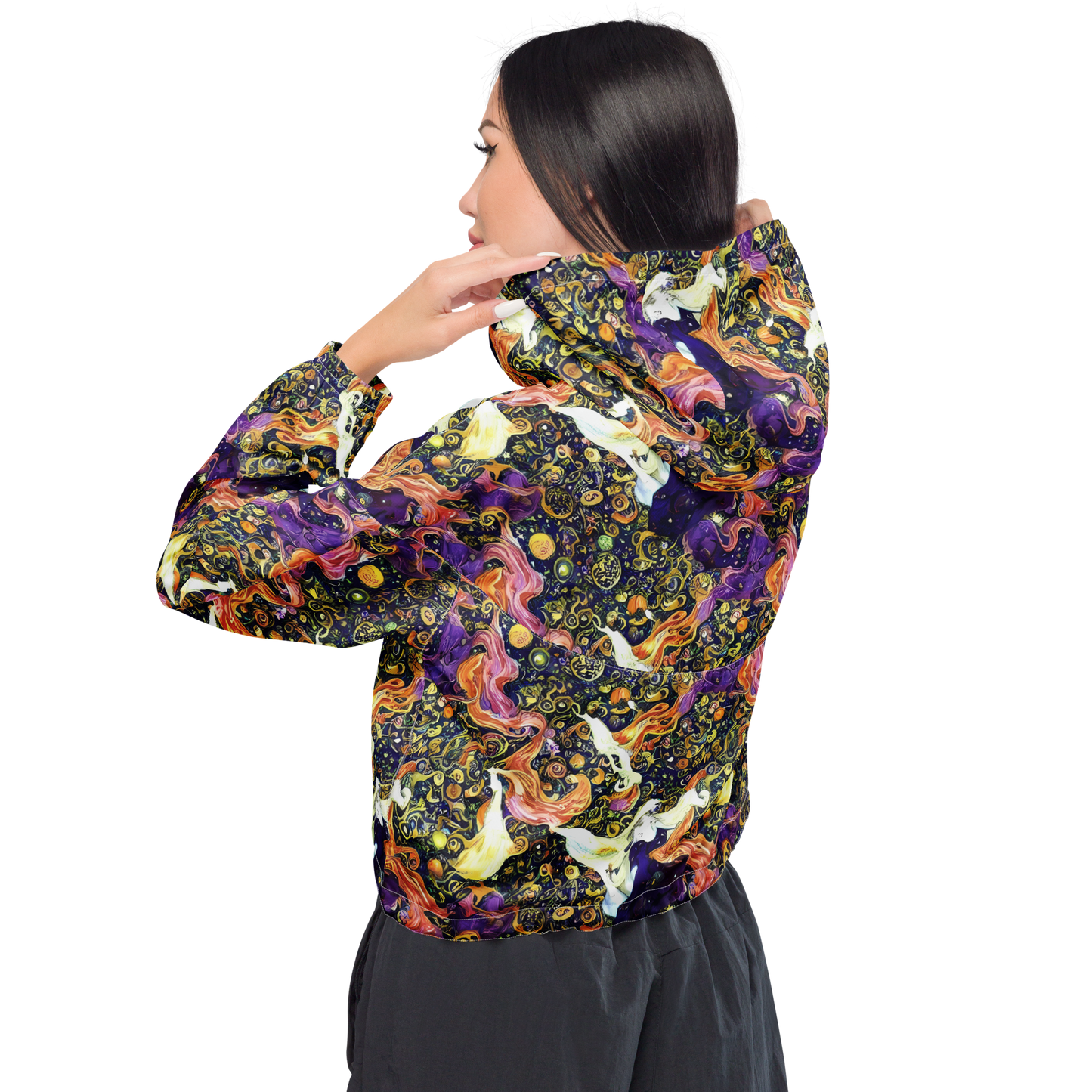 Women's Cropped Windbreaker - Ethereal Waltz